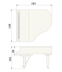 Contorno medidas piano de cola YAMAHA modelo C1X