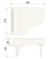 Contorno medidas piano de cola YAMAHA modelo C3X