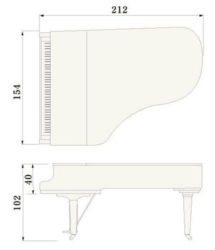 Contorno medidas piano de cola YAMAHA modelo C6X