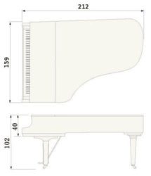 Contorno medidas piano de cola YAMAHA modelo CF6