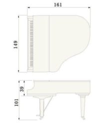 Contorno medidas piano de cola YAMAHA modelo GC1