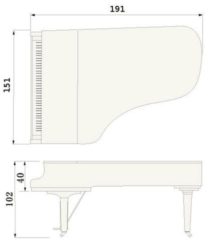 Contorno medidas piano de cola YAMAHA modelo CF4