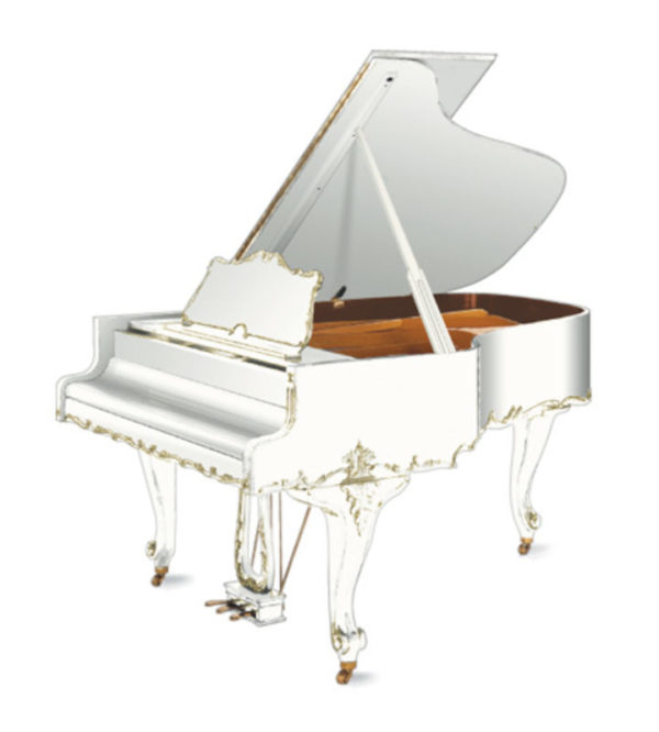 Piano de cola GROTRIAN G-192 Cabinet Rococó blanco mate con adornos dorados