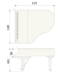 Contorno medidas piano de cola YAMAHA modelo C2X