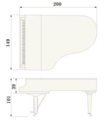 Contorno medidas piano de cola YAMAHA modelo C5X