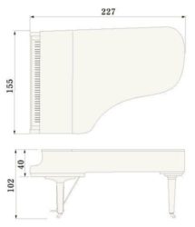 Contorno medidas piano de cola YAMAHA modelo C7X