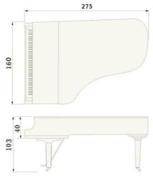 Contorno medidas piano de cola YAMAHA modelo CFX