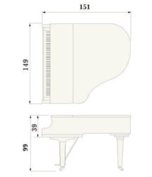 Contorno medidas piano de cola YAMAHA modelo GB1