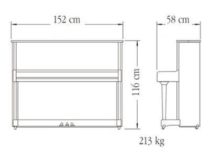 Contorno medidas piano vertical YAMAHA modelo P116