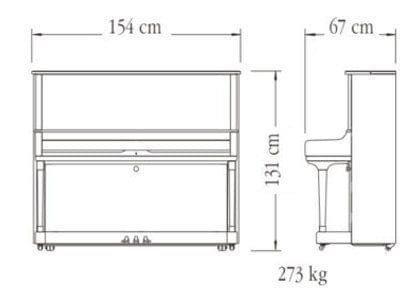 Contorno medidas piano vertical YAMAHA modelo SU7