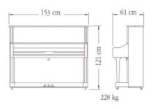 Contorno medidas piano vertical YAMAHA modelo U1