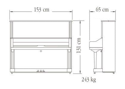 Contorno medidas piano vertical YAMAHA modelo U3