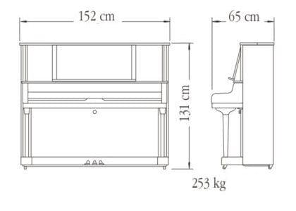 Contorno medidas piano vertical YAMAHA modelo YUS5